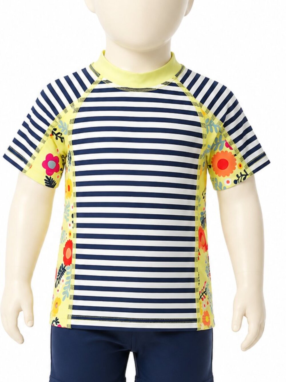 Patagonia Girls Rash Guard XS 5-6 Floral Stripe Swim Shirt UPF